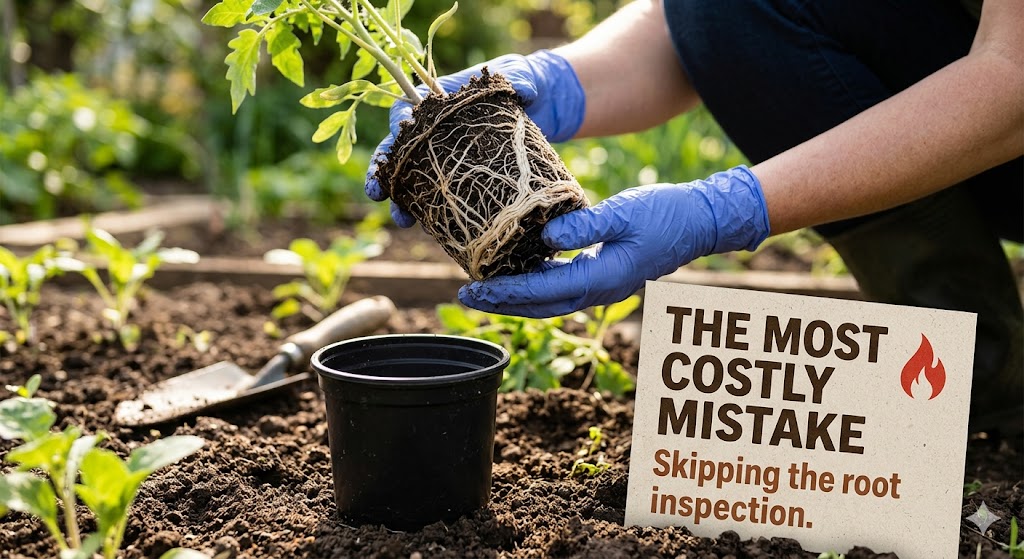 Failed garden planting with wilting transplants